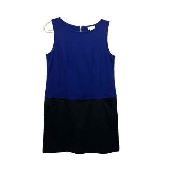 LOFT Outlet Dress Womens 6 Blue Black Colorblock Sheath with Pockets I - Picture 1 of 12